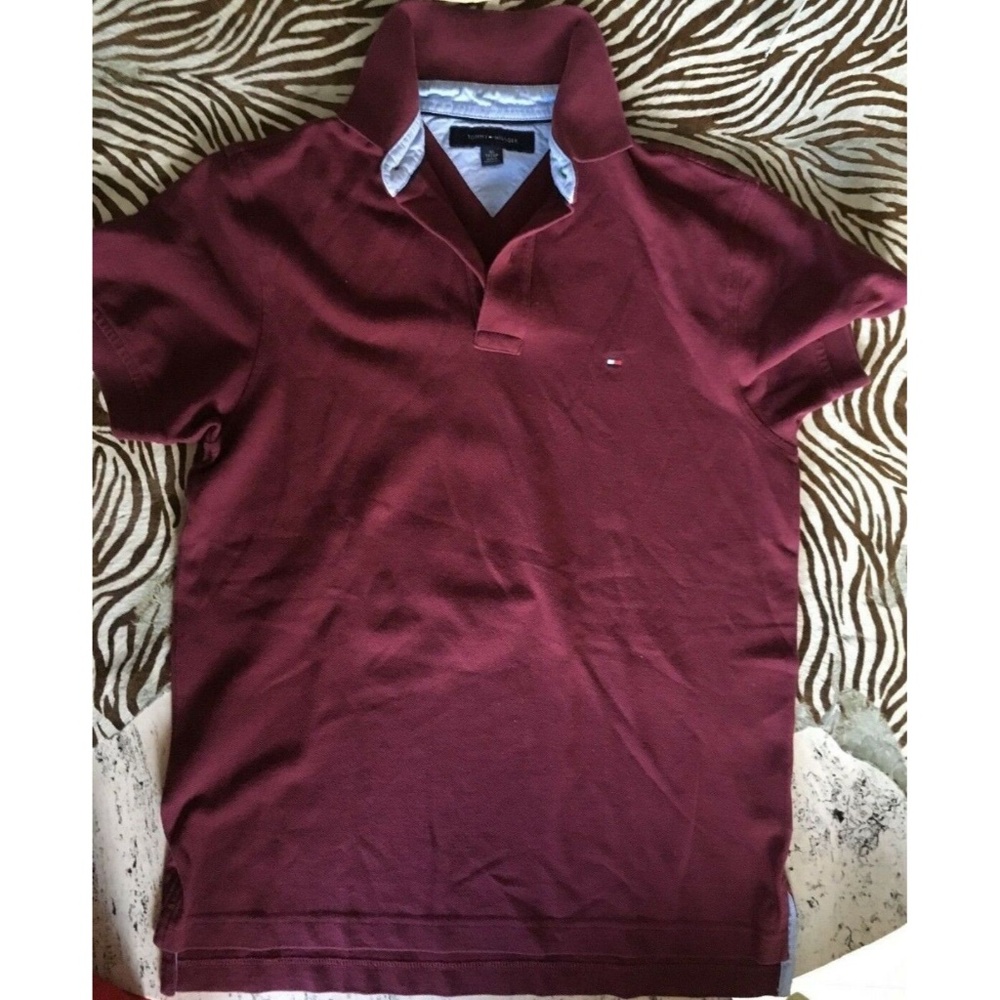 Tommy Hilifiger Mens Burgundy Polo Shirt